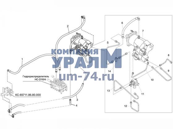 Гидрооборудование лебедки КС-45721Г.86.10.000 автокрана КС-45721